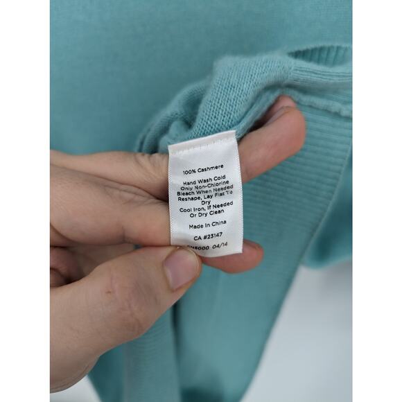 EUC 100% Cashmere Talbots Sweater size SP Teal Aquamarine Super Soft 3/4 Sleeve - Picture 5 of 5